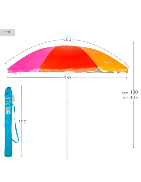 Sombrilla playa 8 varillas 180 cm multicolor