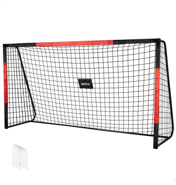 Portería de fútbol 3 m de acero con red resistente y 7...