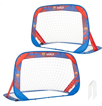 Barça Set de 2 porterías pop-up 120x80x80 cm con 4 piquetas