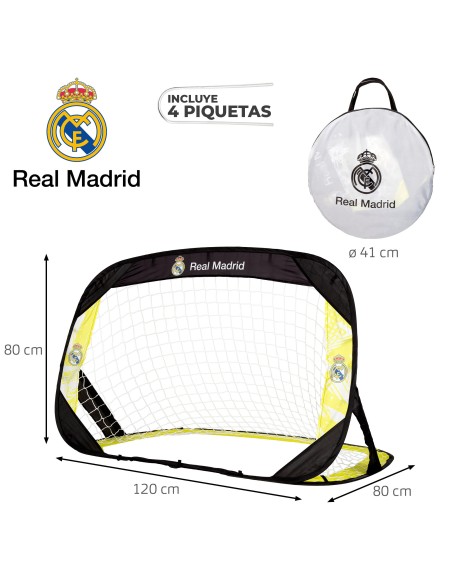 Pack Real Madrid portería pop-up 4 en 1 y balón de fútbol playa