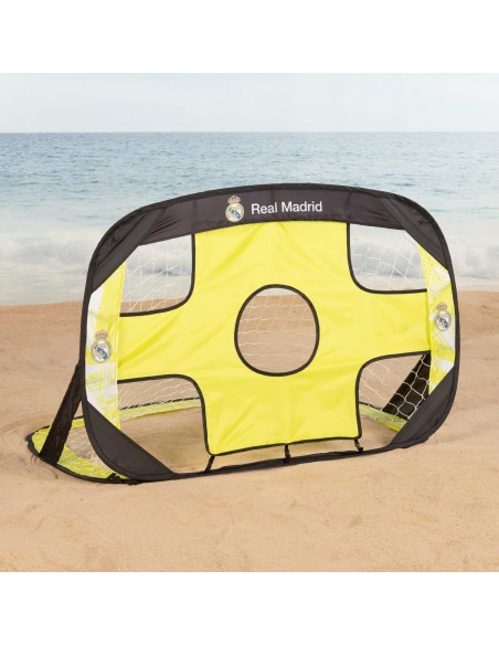 Pack Real Madrid portería pop-up 4 en 1 y balón de fútbol playa
