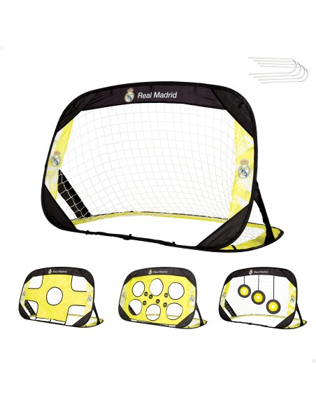 Pack Real Madrid portería pop-up 4 en 1 y balón de fútbol playa