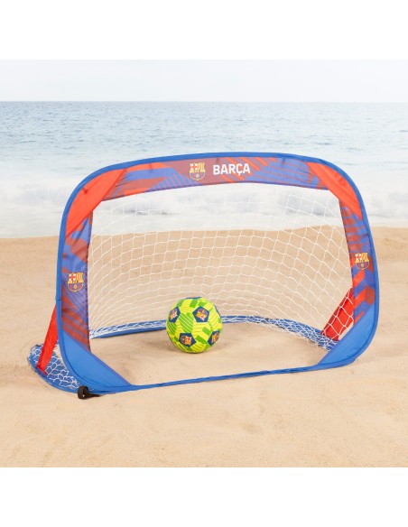 Pack FC Barcelona 2 porterías pop-up y balón fútbol playa