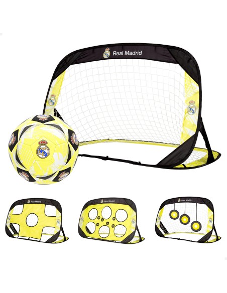 Pack Real Madrid portería pop-up 4 en 1 y balón de fútbol playa