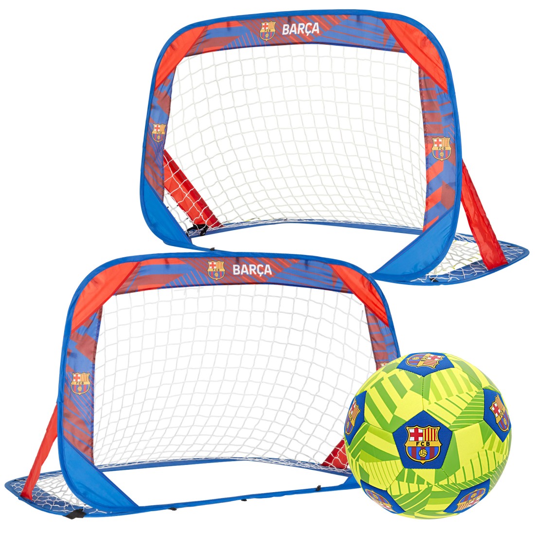 Pack fc barcelona 2 porterías pop-up y balón fútbol playa