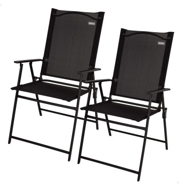 Pack 2 sillas plegables jardín slim 47x64x95 cm negro con...