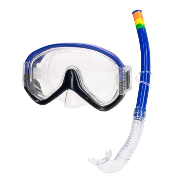 Set gafas de buceo y tubo adulto azul/negro