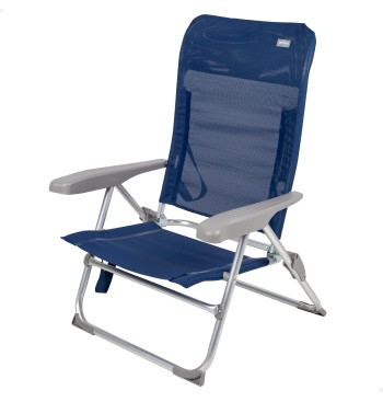 Silla de playa baja multiposición plegado Slim azul