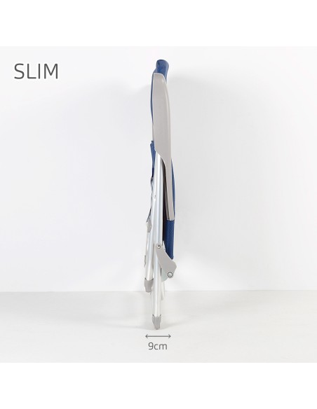 Silla playa plegado slim multiposición 47x56x89 cm azul