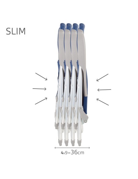 Silla playa plegado slim multiposición 47x56x89 cm azul