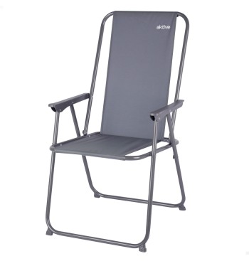 Silla plegable camping antivuelco gris