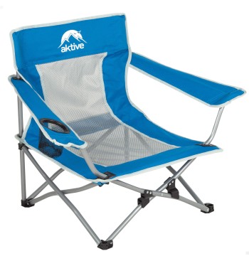 Silla baja plegable antivuelco azul