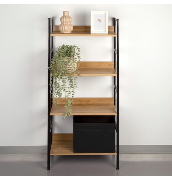 Max Home Estantería madera y acero 4 estantes 60x28x126 cm 2