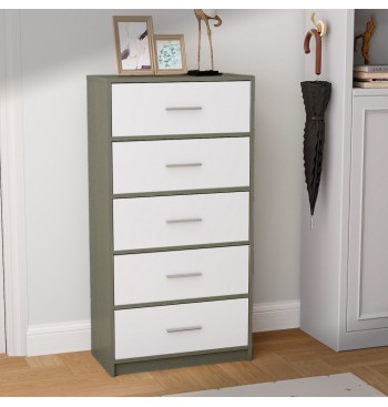 Max Home Cómoda blanca y madera 5 cajones de tela... 2