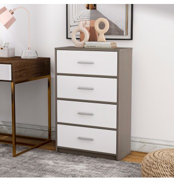 Max Home Cómoda blanca y madera 4 cajones de tela... 2