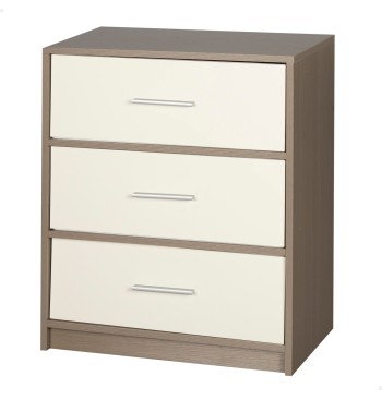 Max Home Mesita de noche blanca y madera 3 cajones de...