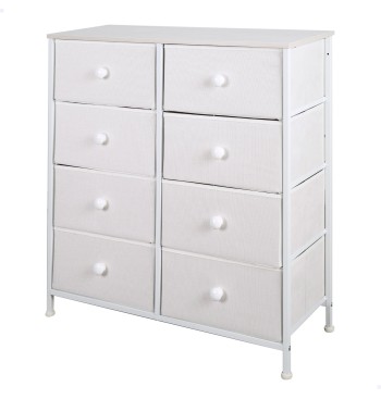 Max Home Cómoda blanca 8 cajones de tela 80x30x81 cm