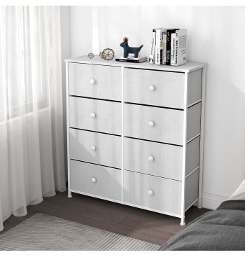Max Home Cómoda blanca 8 cajones de tela 80x30x81 cm 2