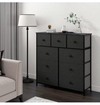 Max Home Cómoda negra efecto mármol 9 cajones de tela... 2