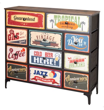 Max Home Cómoda vintage 11 cajones de tela diseño retro...