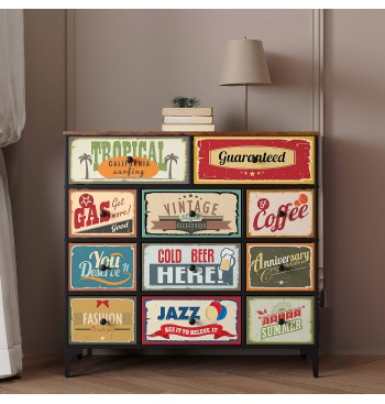 Max Home Cómoda vintage 11 cajones de tela diseño retro... 2