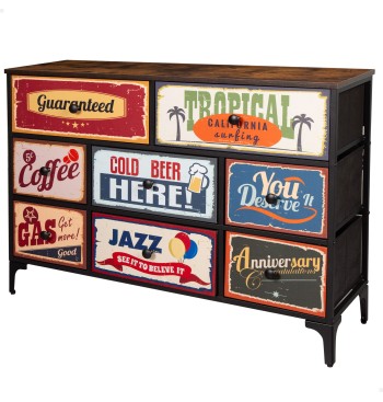 Max Home Cómoda vintage 8 cajones de tela diseño retro...