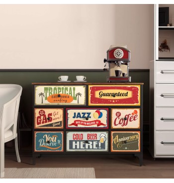 Max Home Cómoda vintage 8 cajones de tela diseño retro... 2