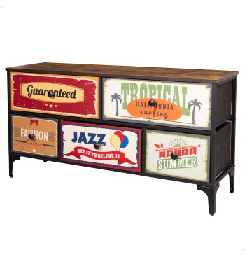 Max Home Cómoda vintage 5 cajones de tela diseño retro...