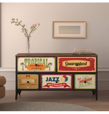 Max Home Cómoda vintage 5 cajones de tela diseño retro... 2