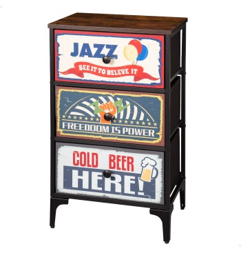 Max Home Cómoda vintage 3 cajones de tela diseño retro...