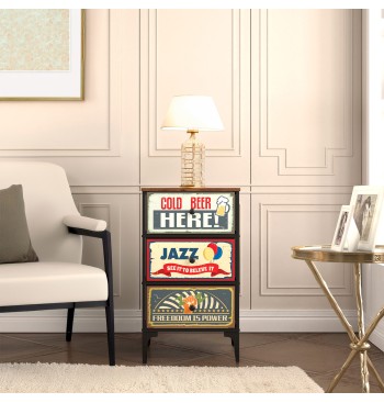 Max Home Cómoda vintage 3 cajones de tela diseño retro... 2