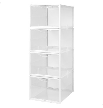 Max Home Pack 4 cajas zapatos transparentes, apilables y...