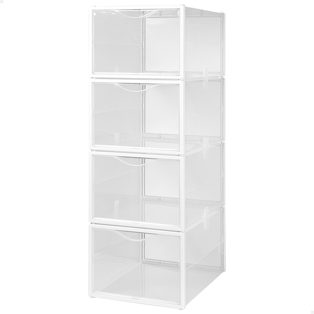 Max home pack 4 cajas zapatos transparentes, apilables y antivuelco t.46
