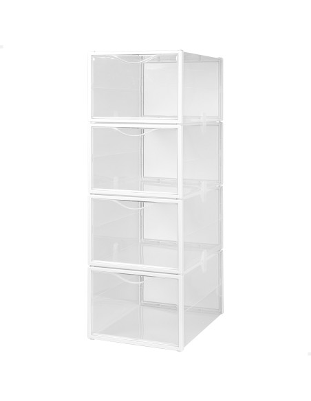 Max Home Pack 4 cajas zapatos transparentes, apilables y antivuelco T.46