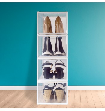 Max Home Pack 4 cajas zapatos transparentes, apilables y... 2