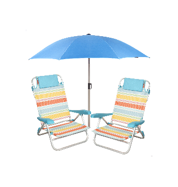 Pack 2 sillas de playa plegables + sombrilla inclinable...