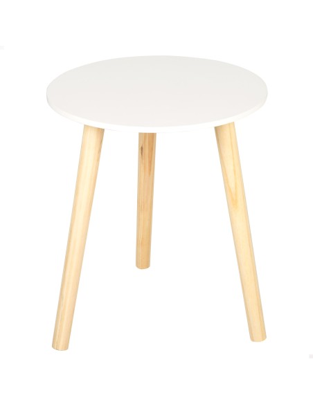 Max Home Mesa auxiliar redonda madera blanca D35x40 cm