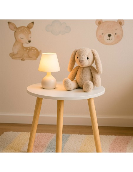 Max Home Mesa auxiliar redonda madera blanca D35x40 cm