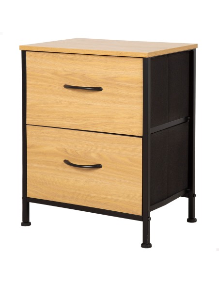 Max Home Mesita de noche madera y tela 40x30x52 cm