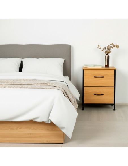 Max Home Mesita de noche madera y tela 40x30x52 cm