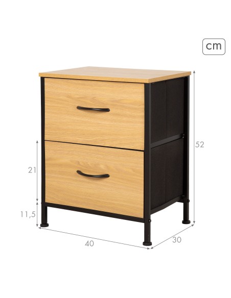 Max Home Mesita de noche madera y tela 40x30x52 cm