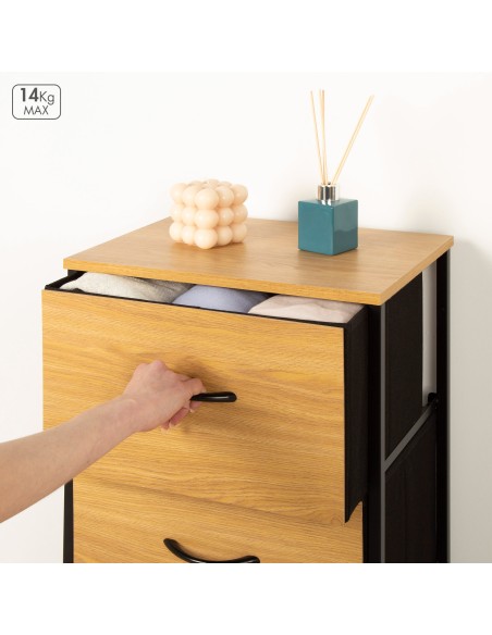 Max Home Cómoda madera y tela 40x30x75 cm