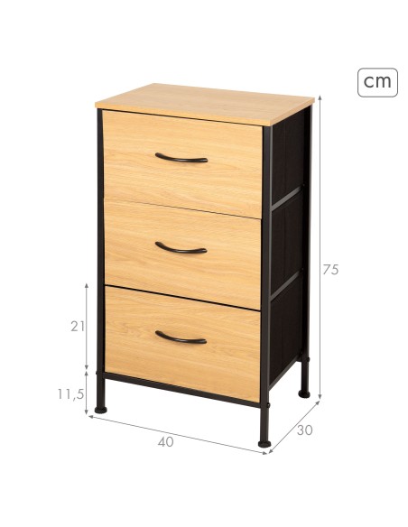 Max Home Cómoda madera y tela 40x30x75 cm