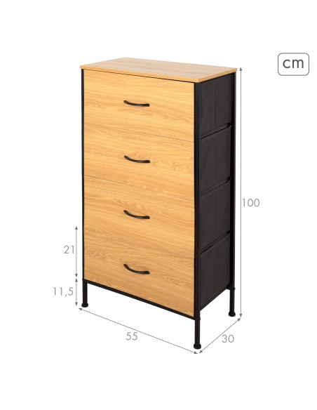 Max Home Cómoda madera y tela 55x30x100 cm