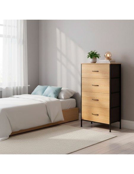 Max Home Cómoda madera y tela 55x30x100 cm