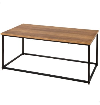 Max Home Mesa centro metal y madera clara 90x48x40 cm