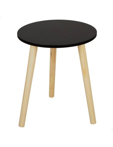 Max Home Mesa auxiliar redonda madera negra D35x40 cm