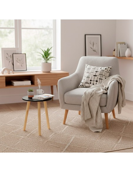 Max Home Mesa auxiliar redonda madera negra D35x40 cm