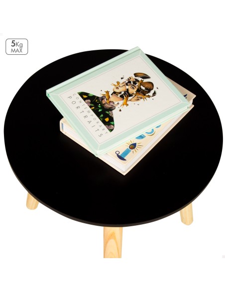 Max Home Mesa auxiliar redonda madera negra D35x40 cm