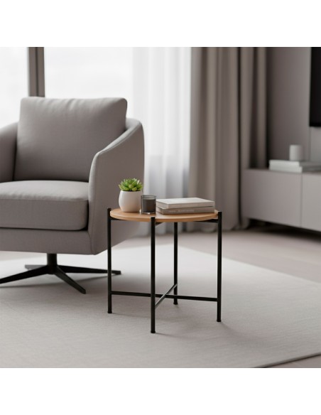 Max Home Mesa auxiliar redonda madera D40x40 cm